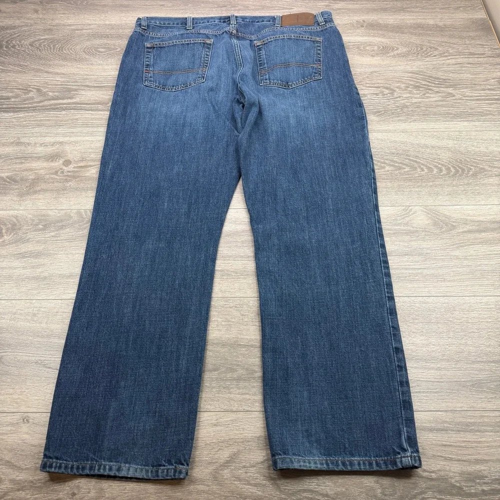 Tommy Hilfiger Jeans Mens 38x32 Blue Baggy Straight Leg Zip Fly 5 Pocket Classic